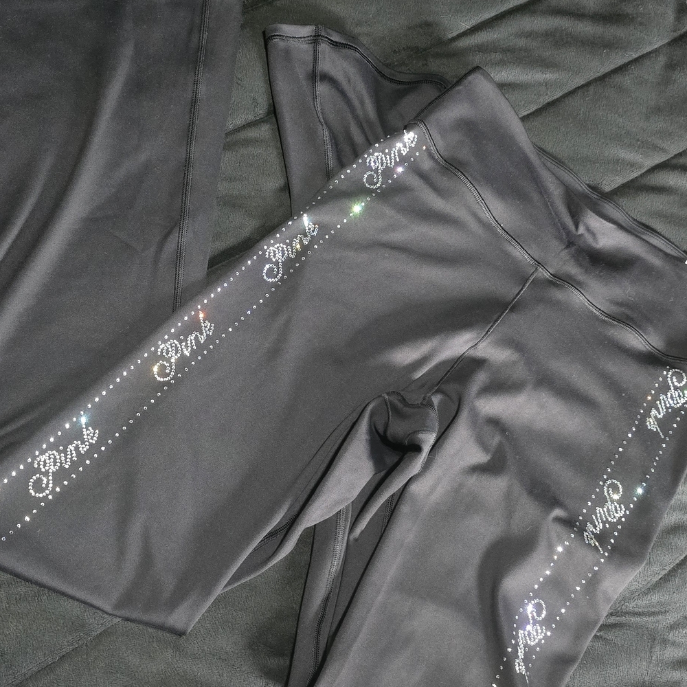 Victoria's Secret Black Leggings with Sparkling Script